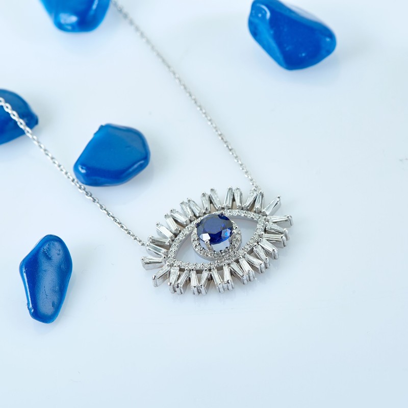 2.14 Karat Safir Taşlı Pırlanta Kolye