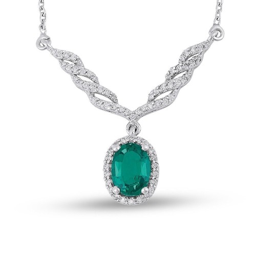 0.97 Karat Zümrüt Taşlı Pırlanta Kolye