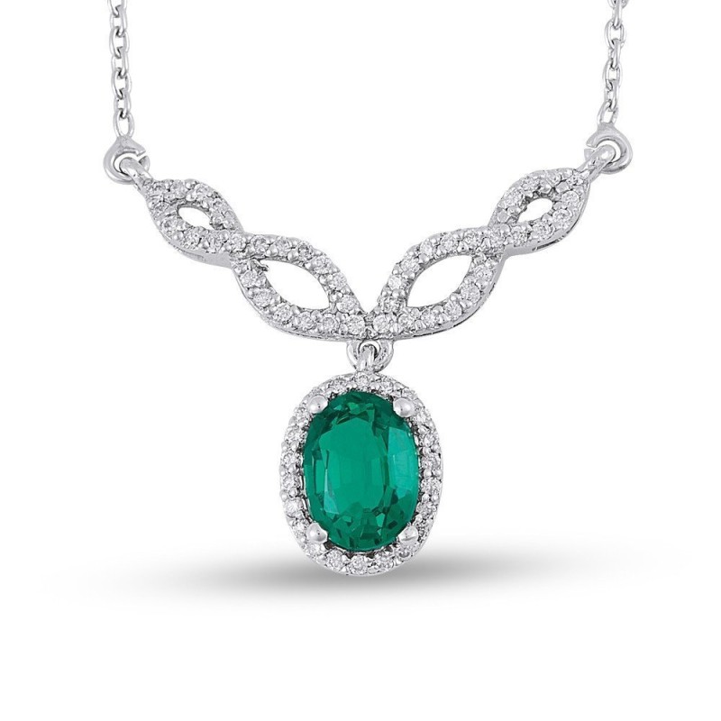 0.96 Karat Zümrüt Taşlı Pırlanta Kolye