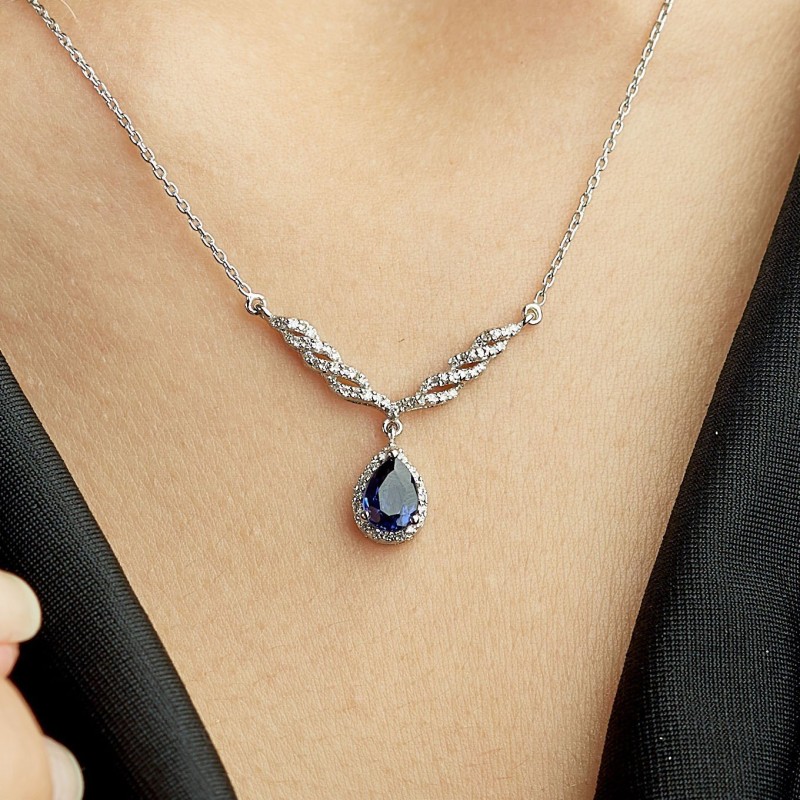 1.10 Karat Safir Taşlı Pırlanta Kolye