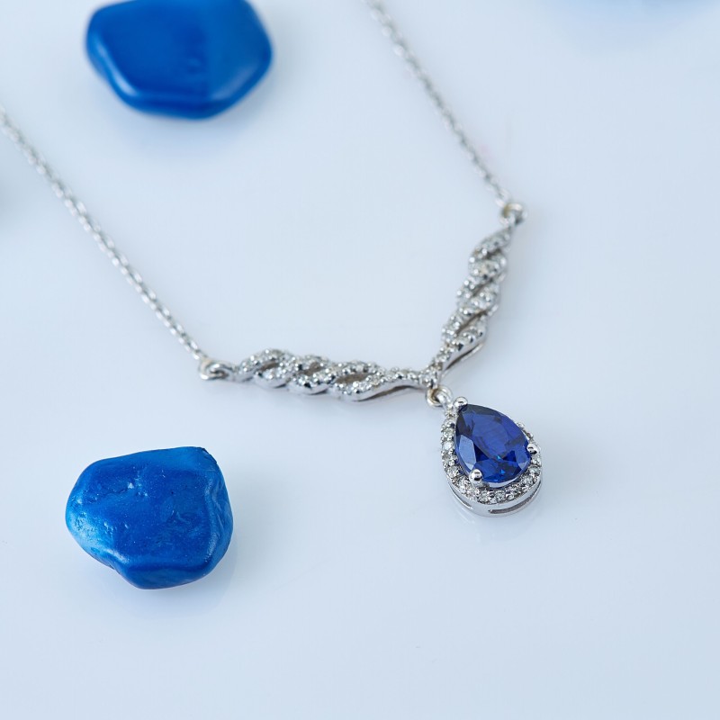 1.10 Karat Safir Taşlı Pırlanta Kolye