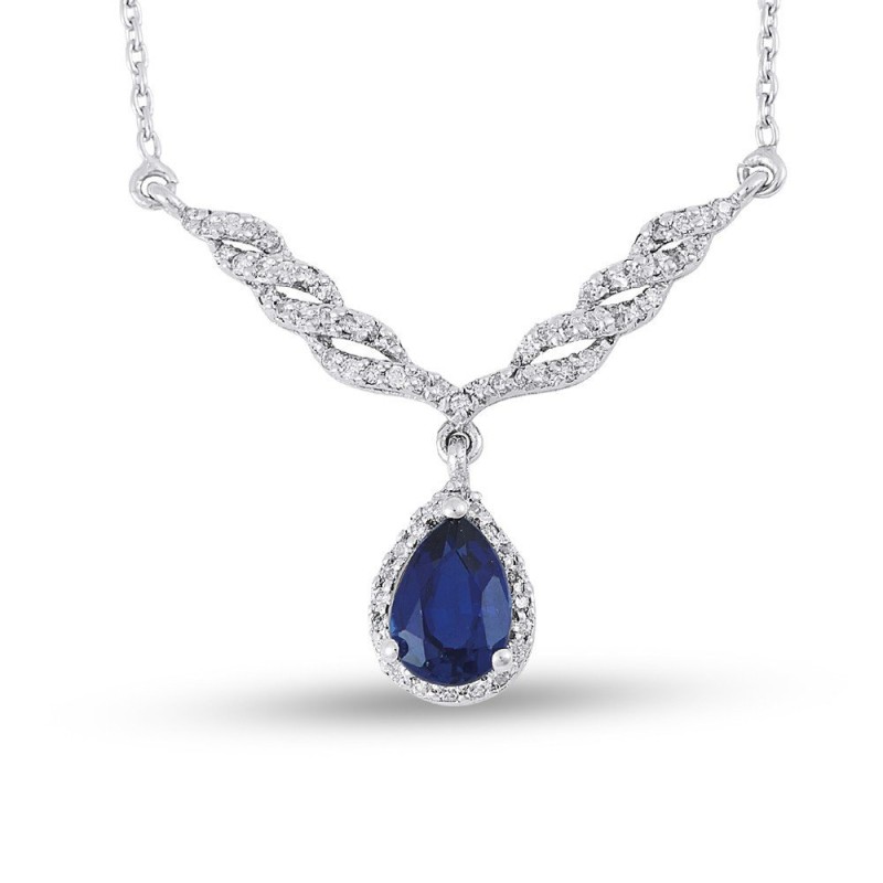 1.10 Karat Safir Taşlı Pırlanta Kolye