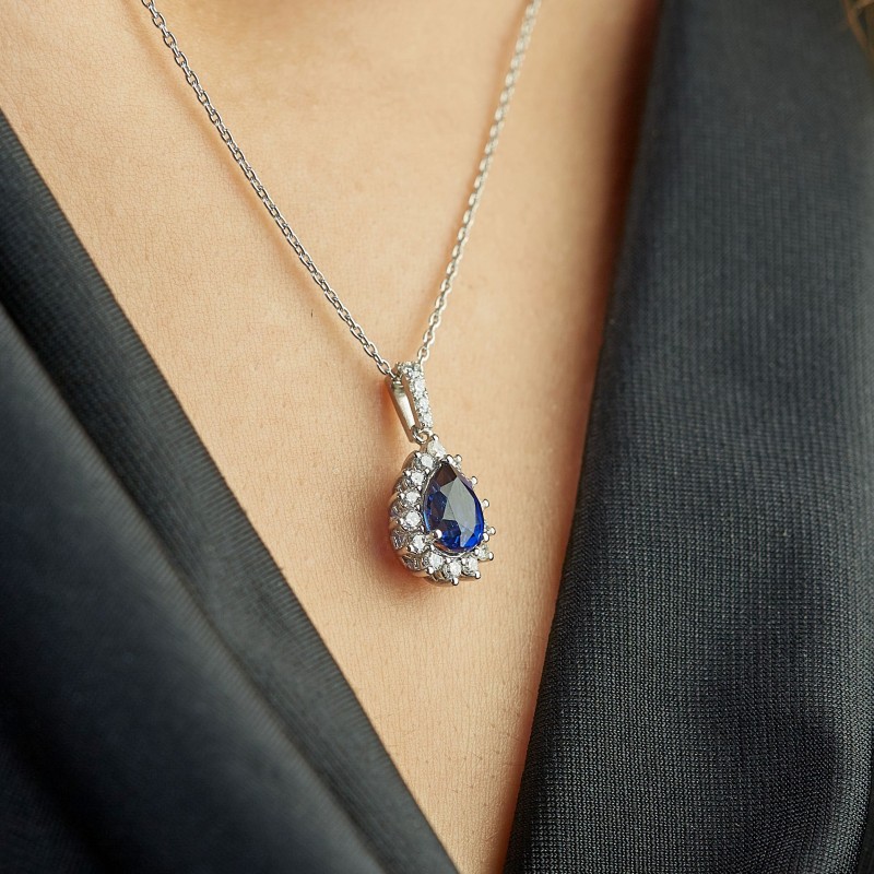 2.17 Karat Safir Taşlı Pırlanta Kolye