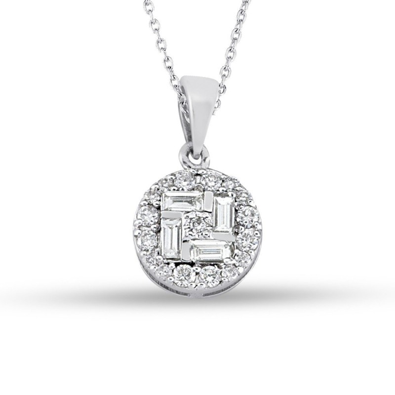 0.32 Karat Baget Taşlı Pırlanta Kolye