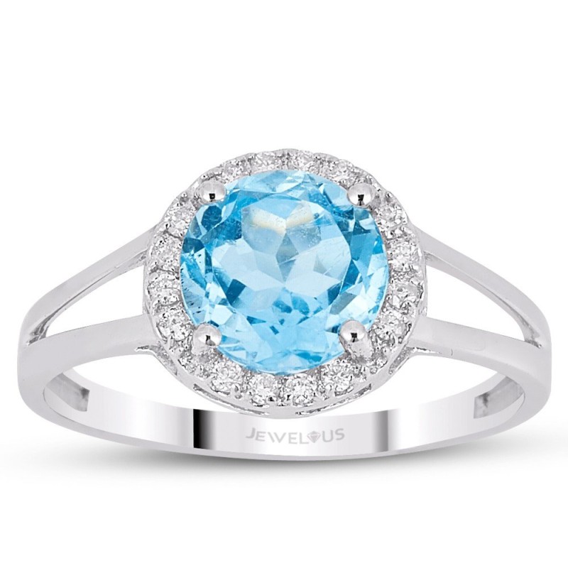 2.38 Karat Blue Topaz Taşlı Pırlanta Yüzük