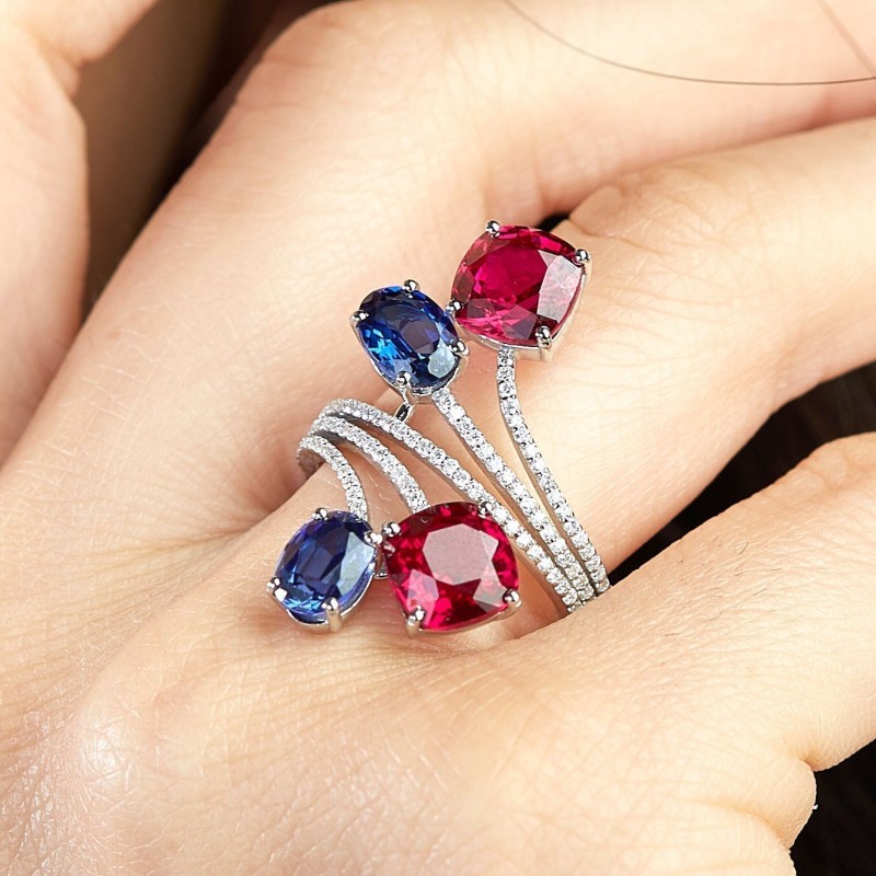 7.30 Karat Safir Ve Yakut Taşlı Pırlanta Yüzük