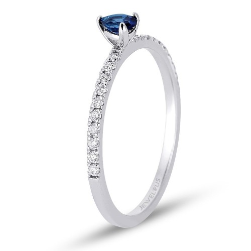 0.30 Karat Safir Taşlı Pırlanta Minimal Yüzük