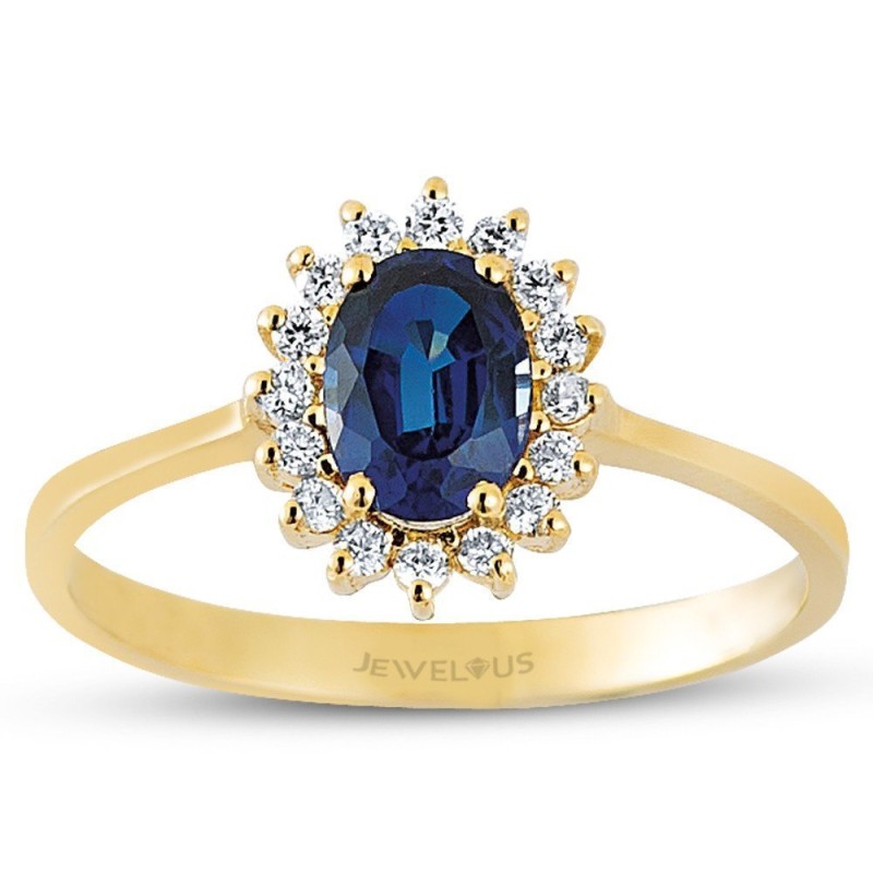 1.10 Karat Pırlanta Safir Taşlı Yüzük