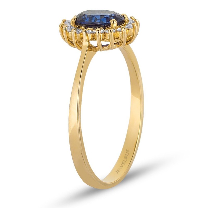 1.10 Karat Pırlanta Safir Taşlı Yüzük