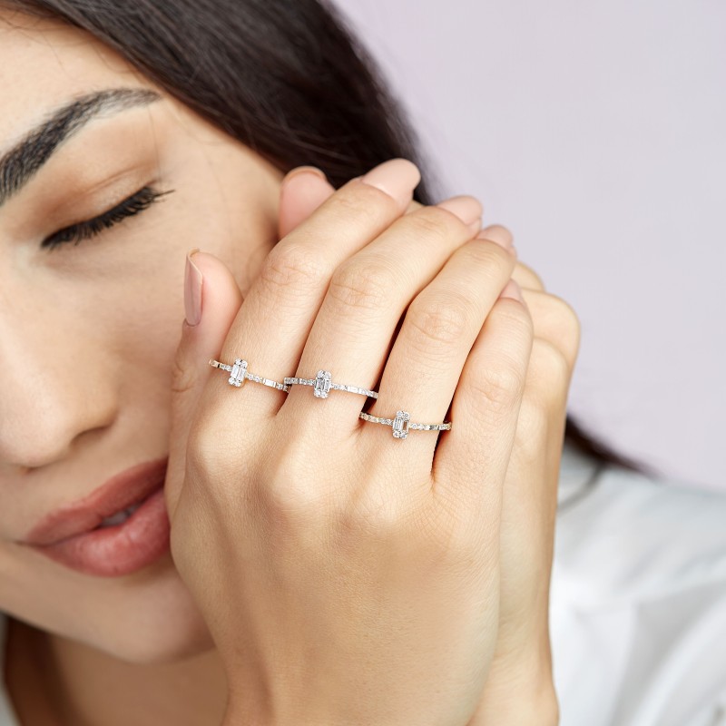 0.34 Karat  Baget Pırlanta Yüzük