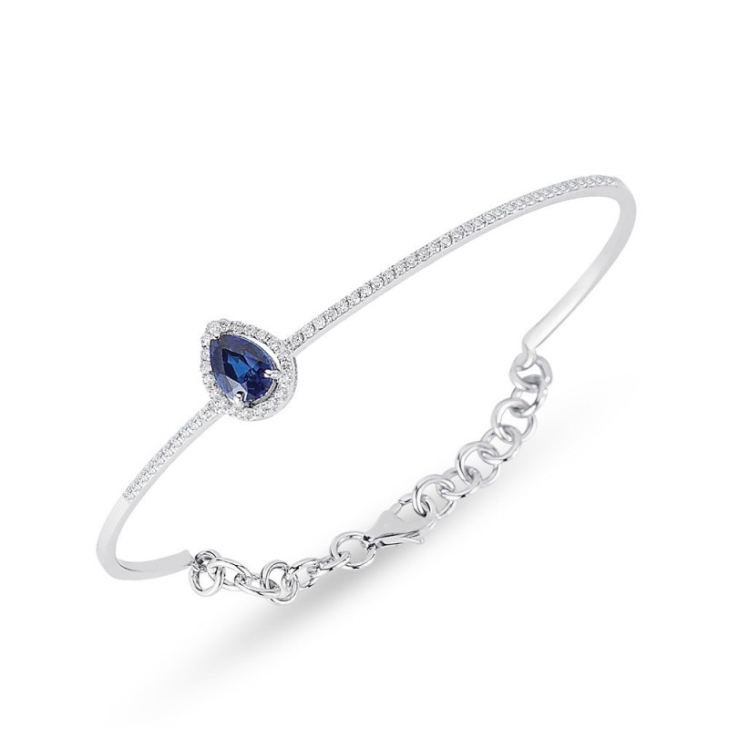 1.59 Karat Safir Taşlı Pırlanta Kelepçe Bileklik