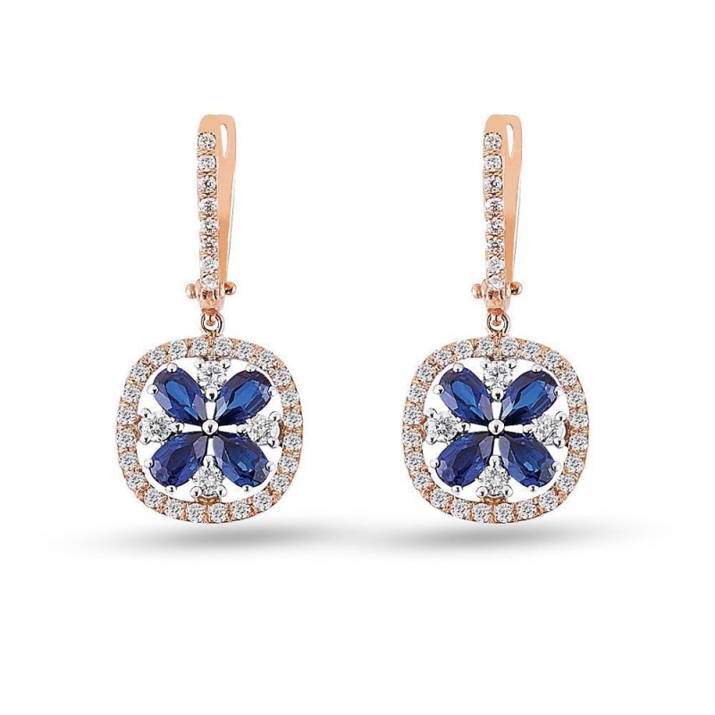 3.25 Karat Safir Taşlı Pırlanta Küpe