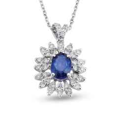 1.54 Karat Safir Taşlı Pırlanta Kolye