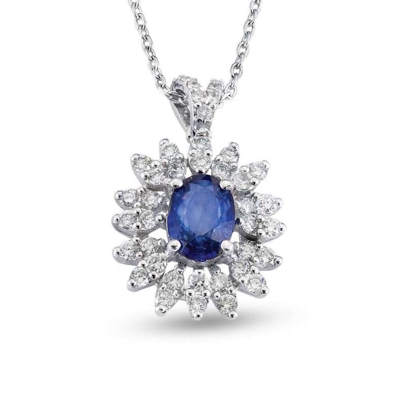 1.54 Karat Safir Taşlı Pırlanta Kolye