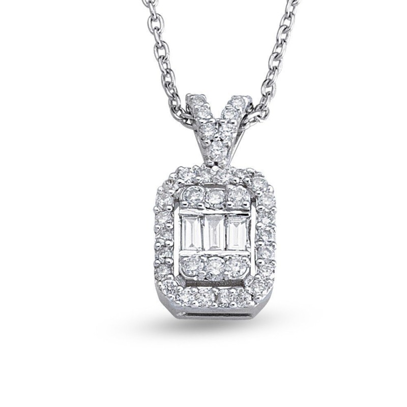 0.24 Karat Baget Taşlı Pırlanta Kolye
