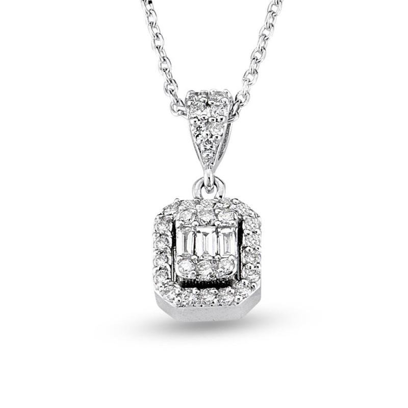 0.26 Karat Baget Taşlı Pırlanta Kolye