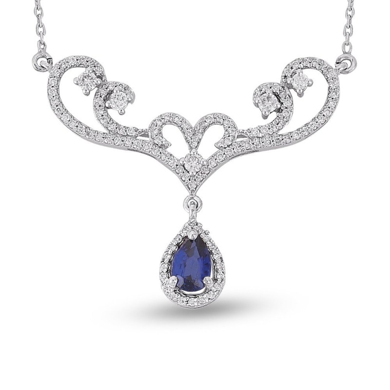1.01 Karat Safir Taşlı Pırlanta Kolye