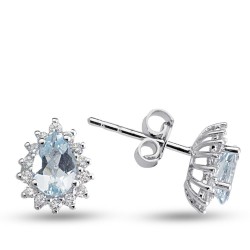 0.93 Karat Aquamarine Taşlı Pırlanta Küpe