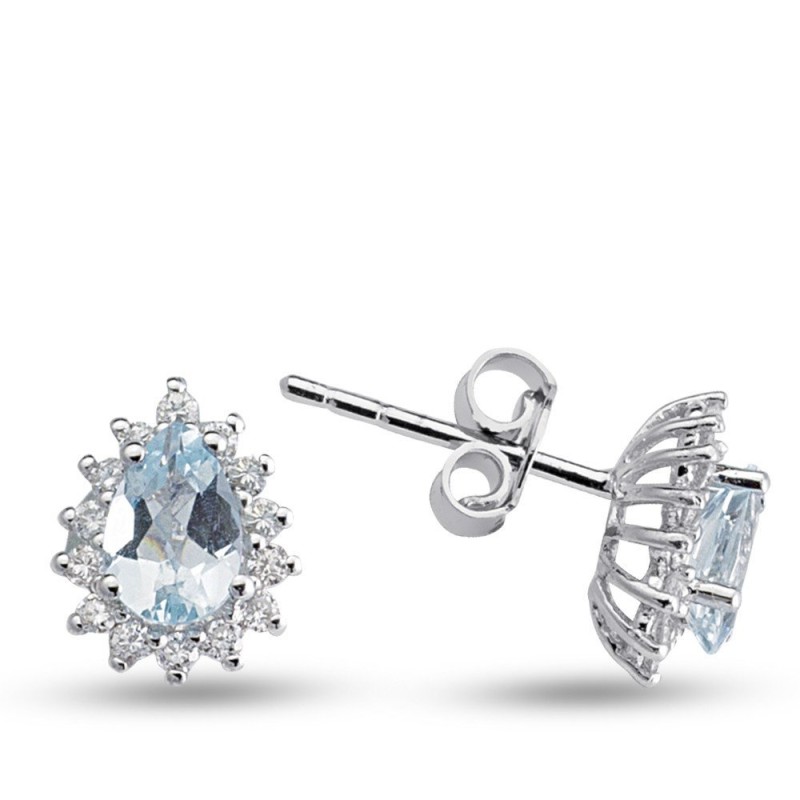0.93 Karat Aquamarine Taşlı Pırlanta Küpe