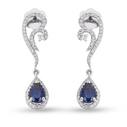 1.52 Karat Pırlanta Safir Taşlı Küpe