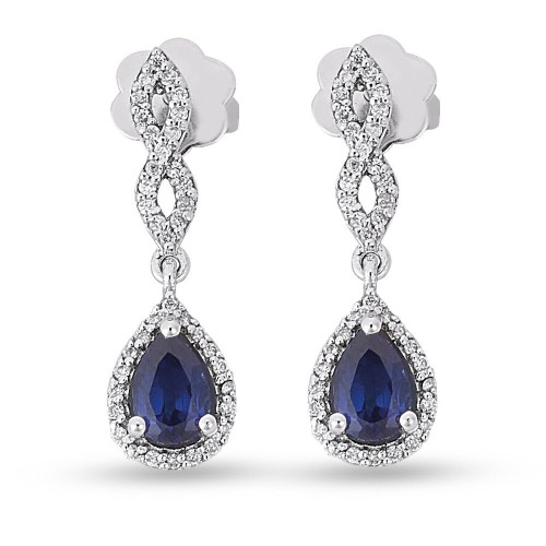 1.39 Karat Pırlanta Safir Taşlı Küpe
