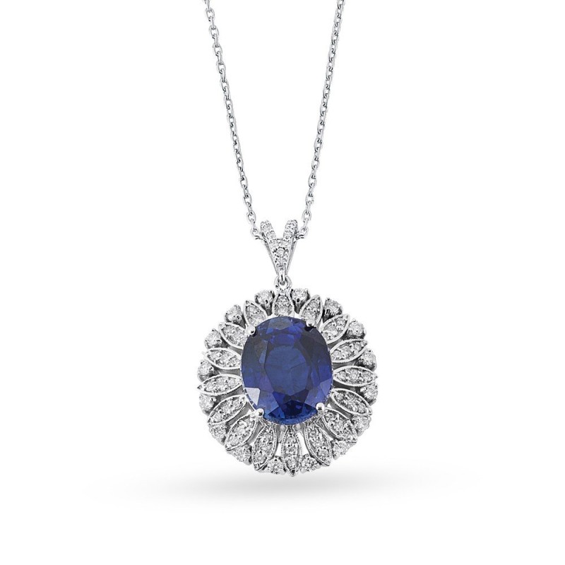 6.53 Karat Safir Taşlı Pırlanta Kolye