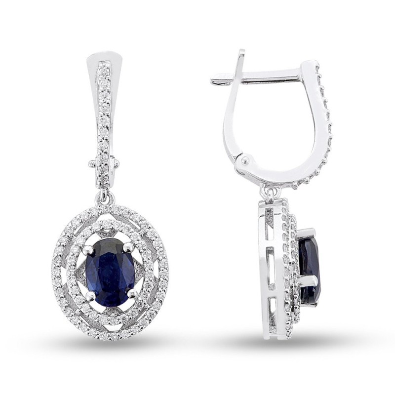 2.78 Karat Safir Taşlı Pırlanta Küpe