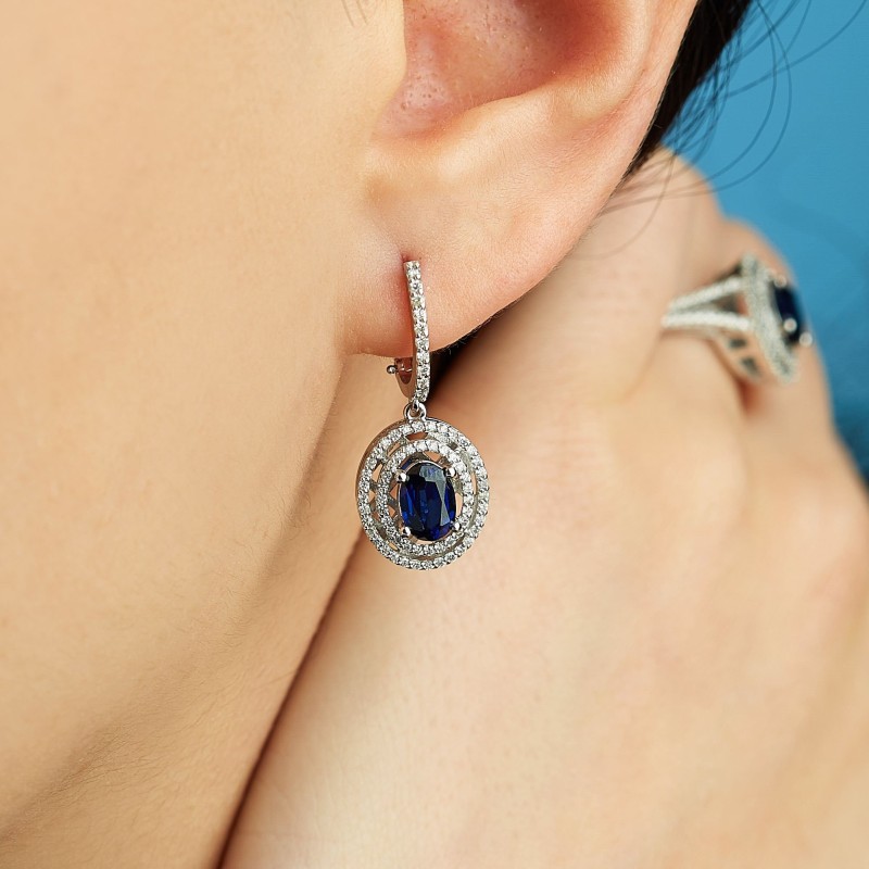 2.78 Karat Safir Taşlı Pırlanta Küpe