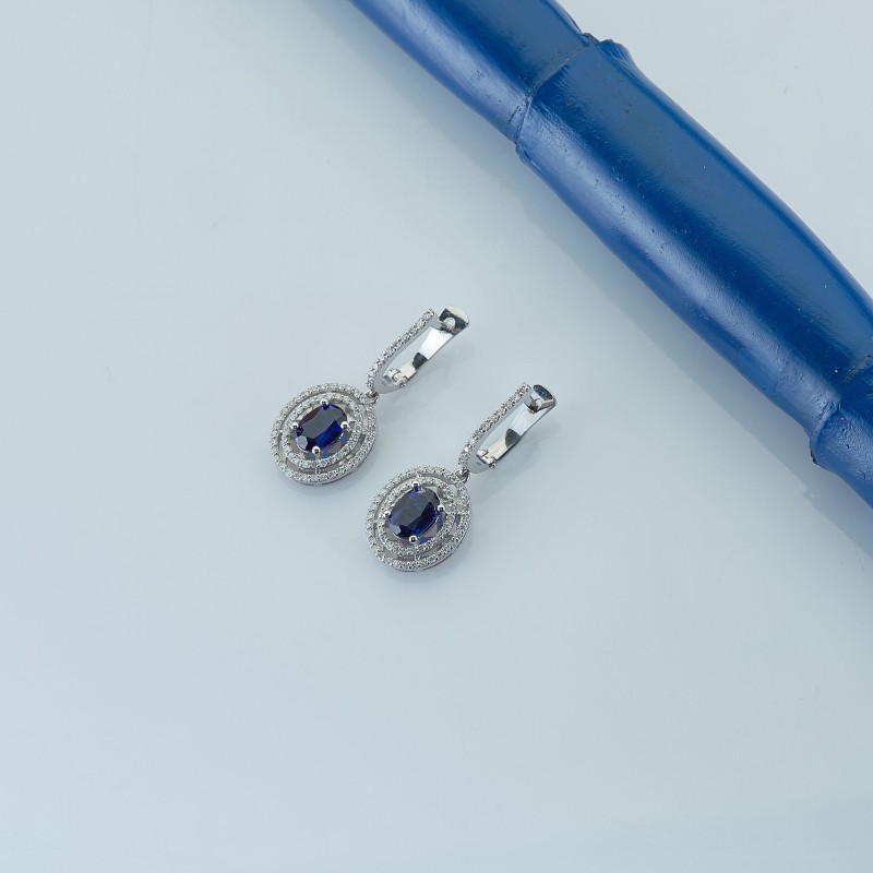 2.78 Karat Safir Taşlı Pırlanta Küpe