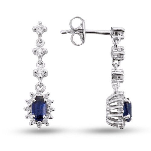 0.84 Karat Safir Taşlı Pırlanta Küpe