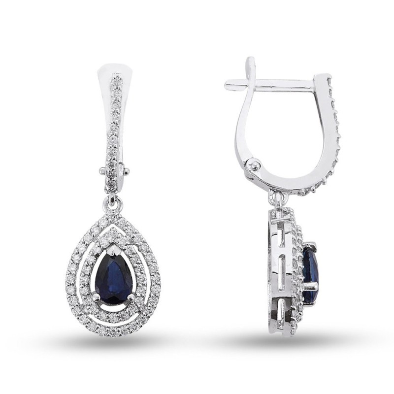 1.70 Karat Safir Taşlı Pırlanta Küpe