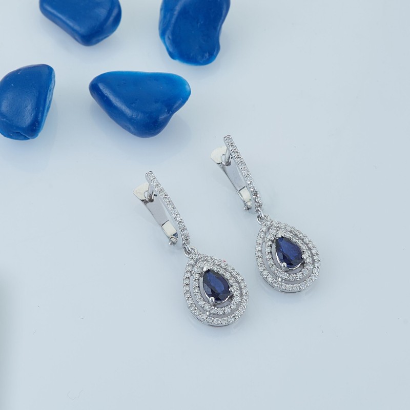 1.70 Karat Safir Taşlı Pırlanta Küpe