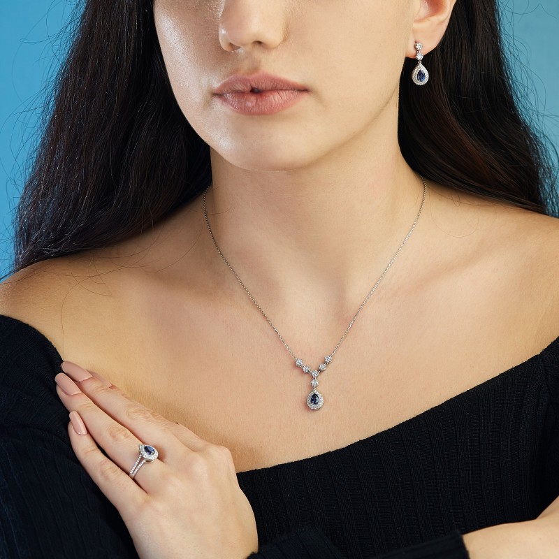 0.95 Karat Safir Taşlı Pırlanta Yüzük