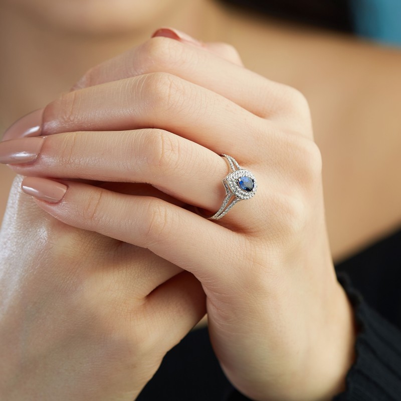 0.95 Karat Safir Taşlı Pırlanta Yüzük