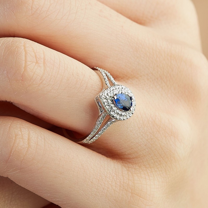 0.95 Karat Safir Taşlı Pırlanta Yüzük