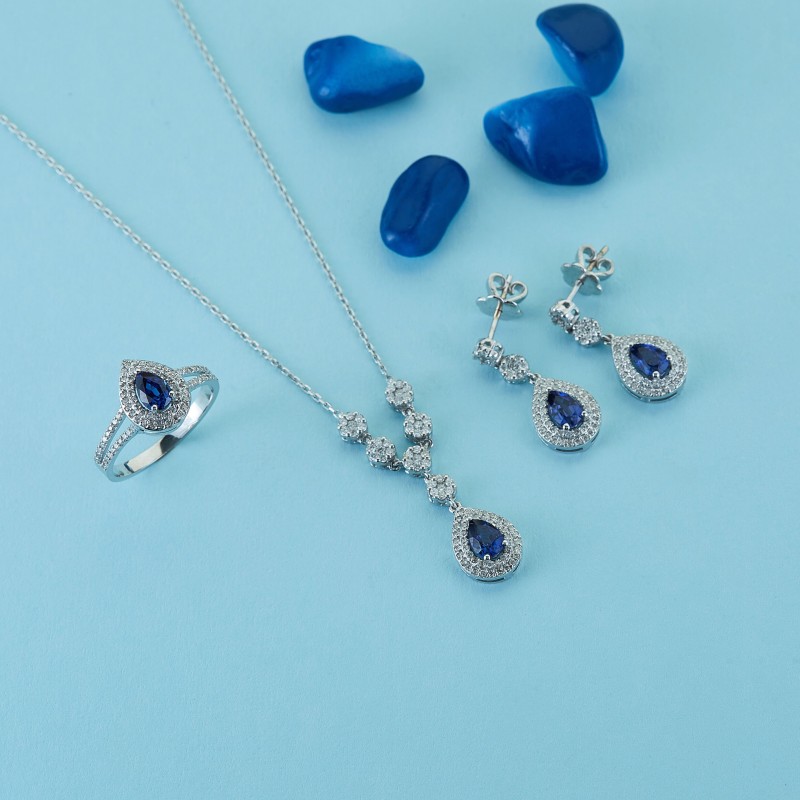 0.95 Karat Safir Taşlı Pırlanta Yüzük