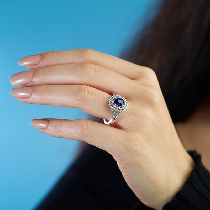 1.47 Karat Safir Taşlı Pırlanta Yüzük