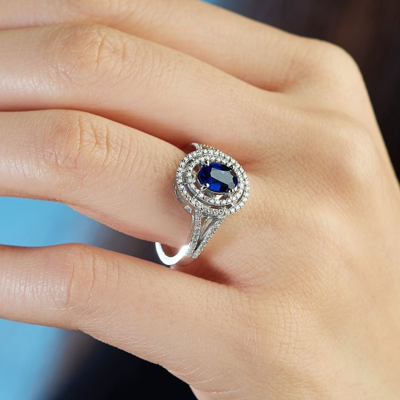 1.47 Karat Safir Taşlı Pırlanta Yüzük