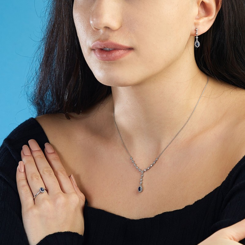 0.37 Karat Safir Taşlı Pırlanta Minimal Yüzük