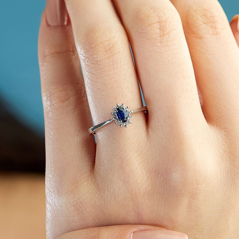 0.37 Karat Safir Taşlı Pırlanta Minimal Yüzük