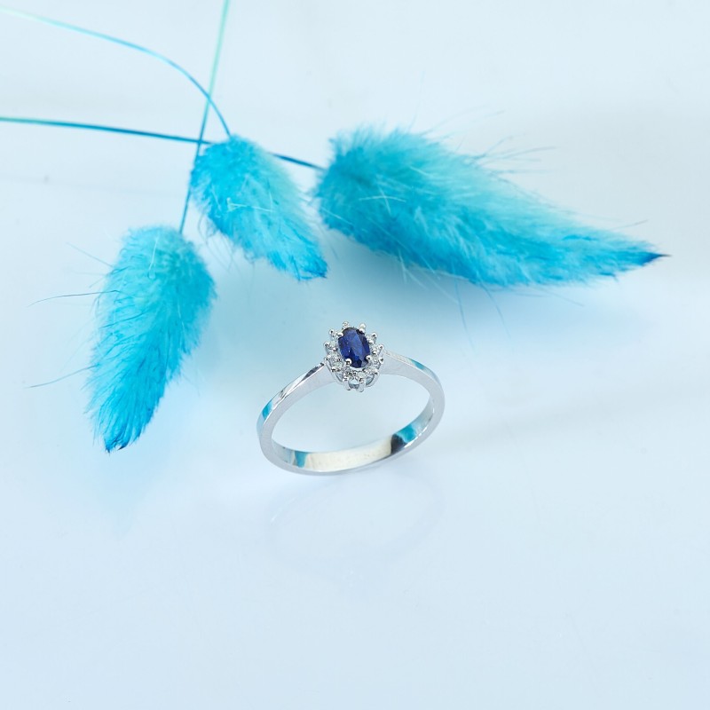 0.37 Karat Safir Taşlı Pırlanta Minimal Yüzük