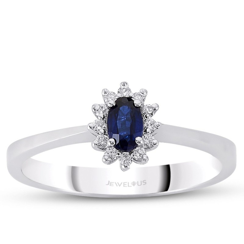 0.37 Karat Safir Taşlı Pırlanta Minimal Yüzük