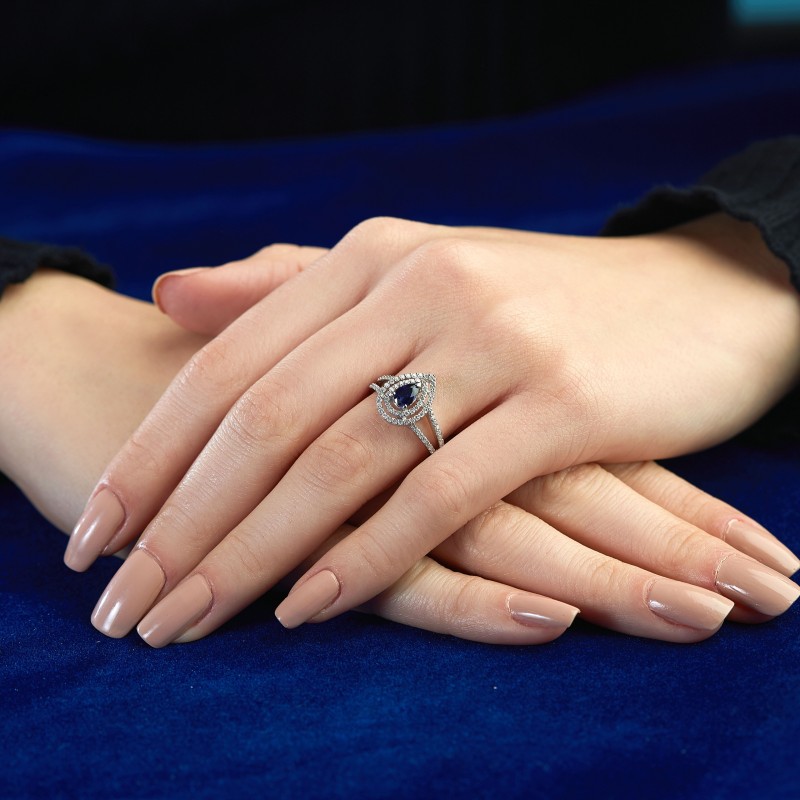 0.95 Karat Safir Taşlı Pırlanta Yüzük