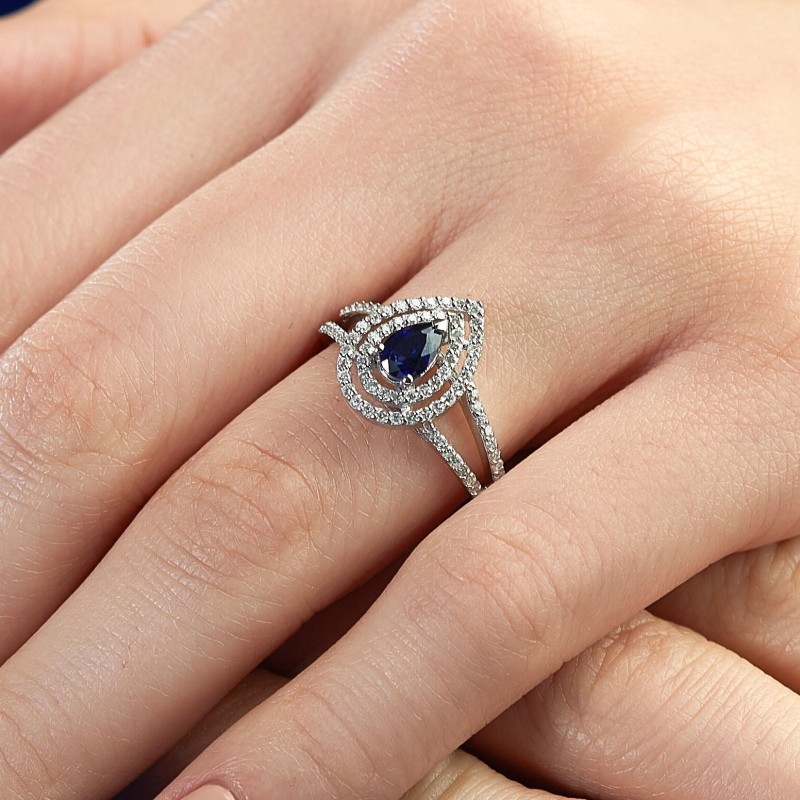 0.95 Karat Safir Taşlı Pırlanta Yüzük