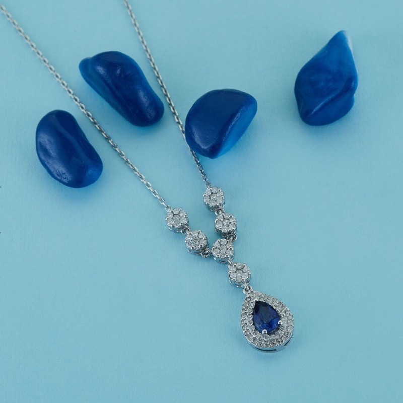 1.16 Karat Safir Taşlı Pırlanta Kolye