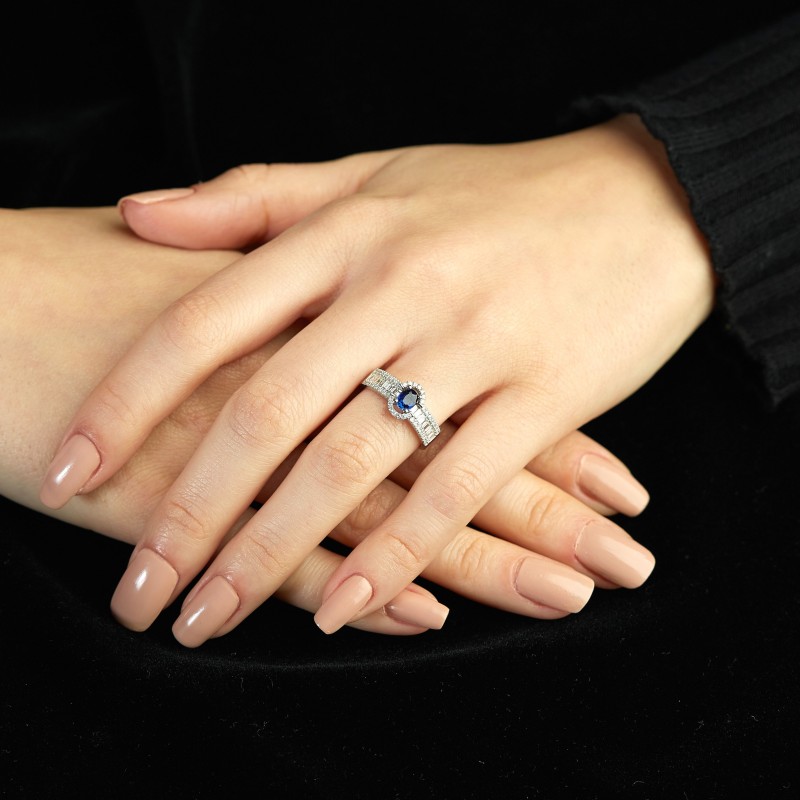 1.00 Karat Safir Taşlı Pırlanta Yüzük