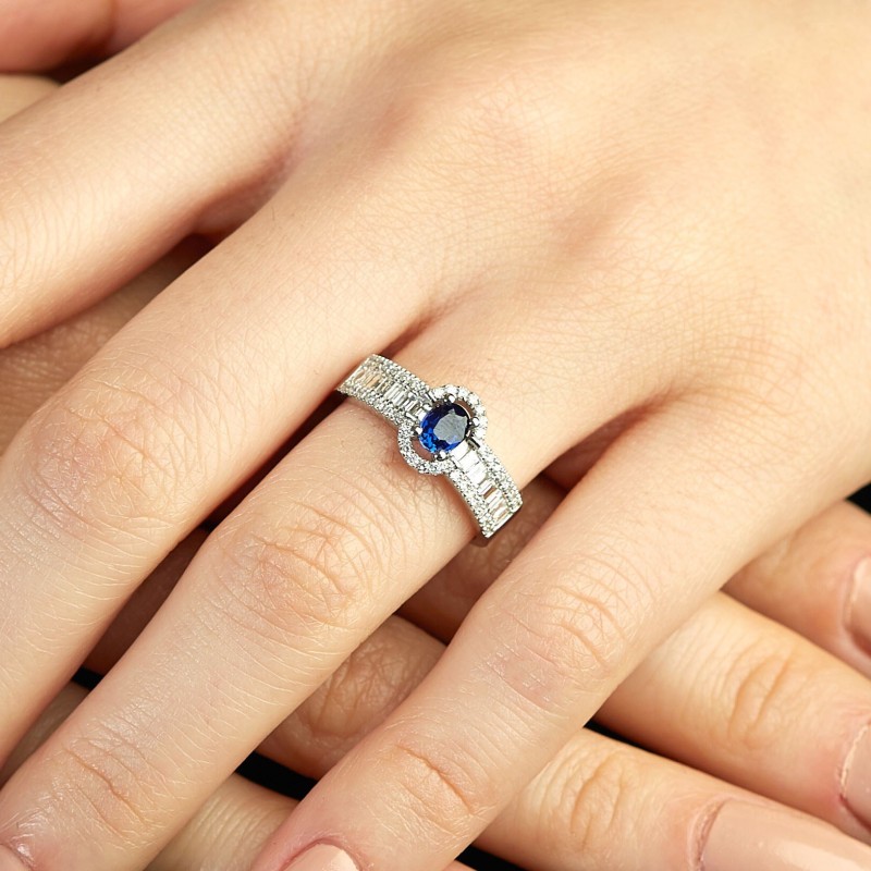1.00 Karat Safir Taşlı Pırlanta Yüzük