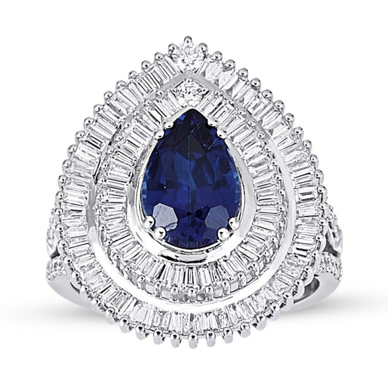 4.14 Karat Pırlanta Safir Taşlı Yüzük