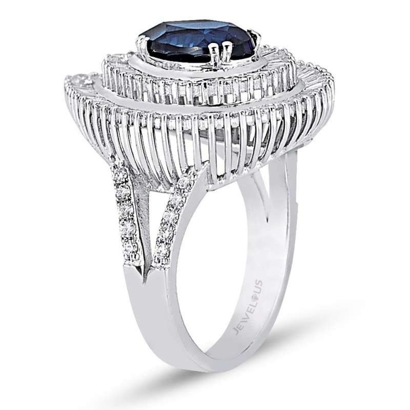 4.14 Karat Pırlanta Safir Taşlı Yüzük