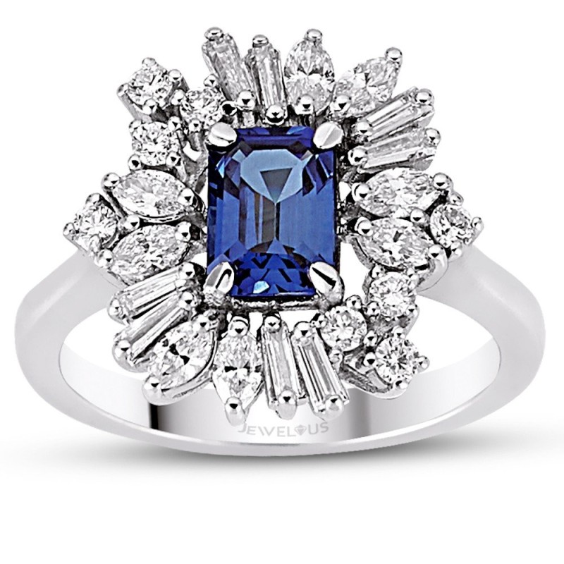 2.07 Karat Safir Taşlı Markiz Pırlanta Yüzük